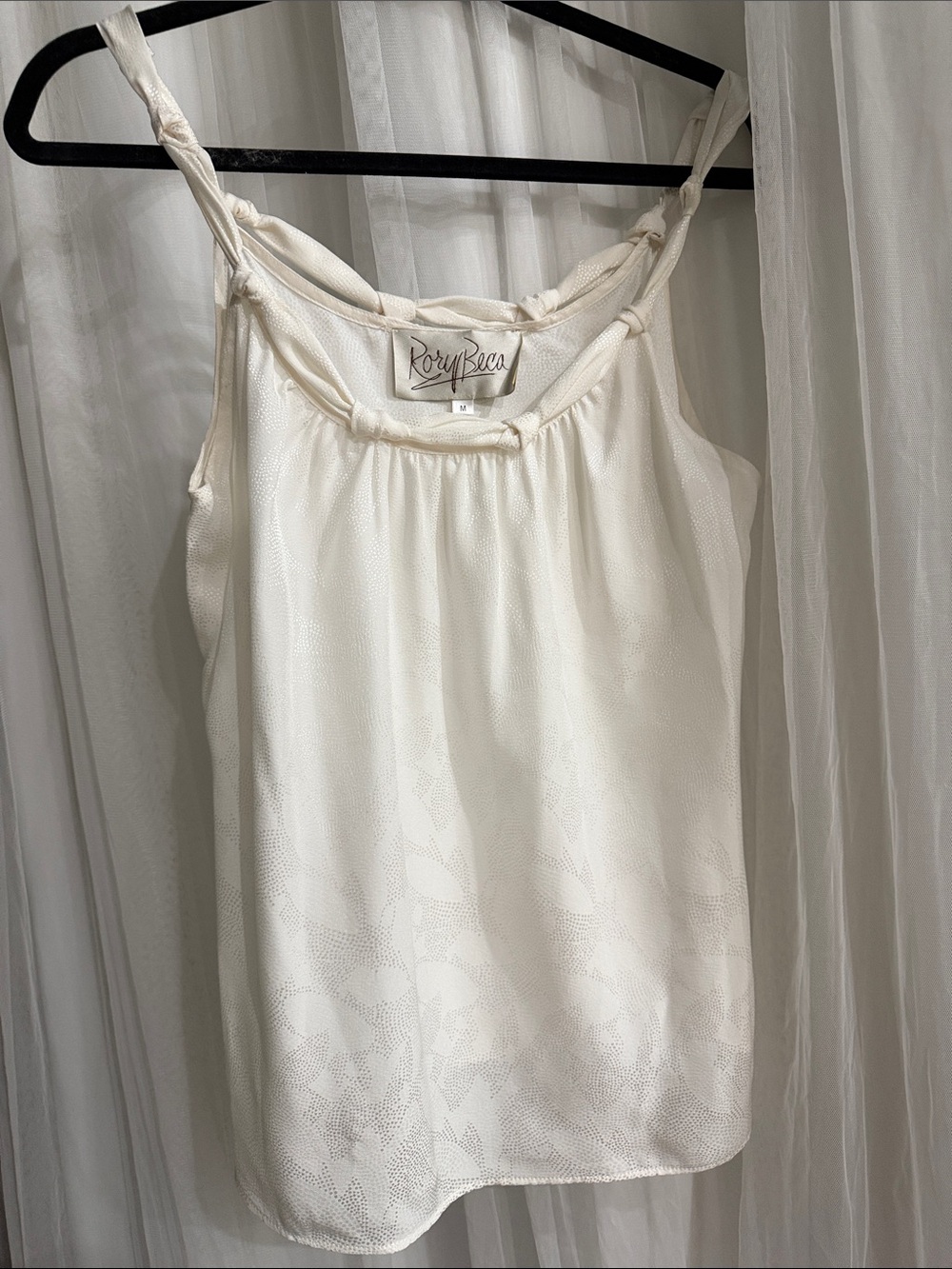 Rory Beca Ivory Knot-Shoulder Silk Chemise